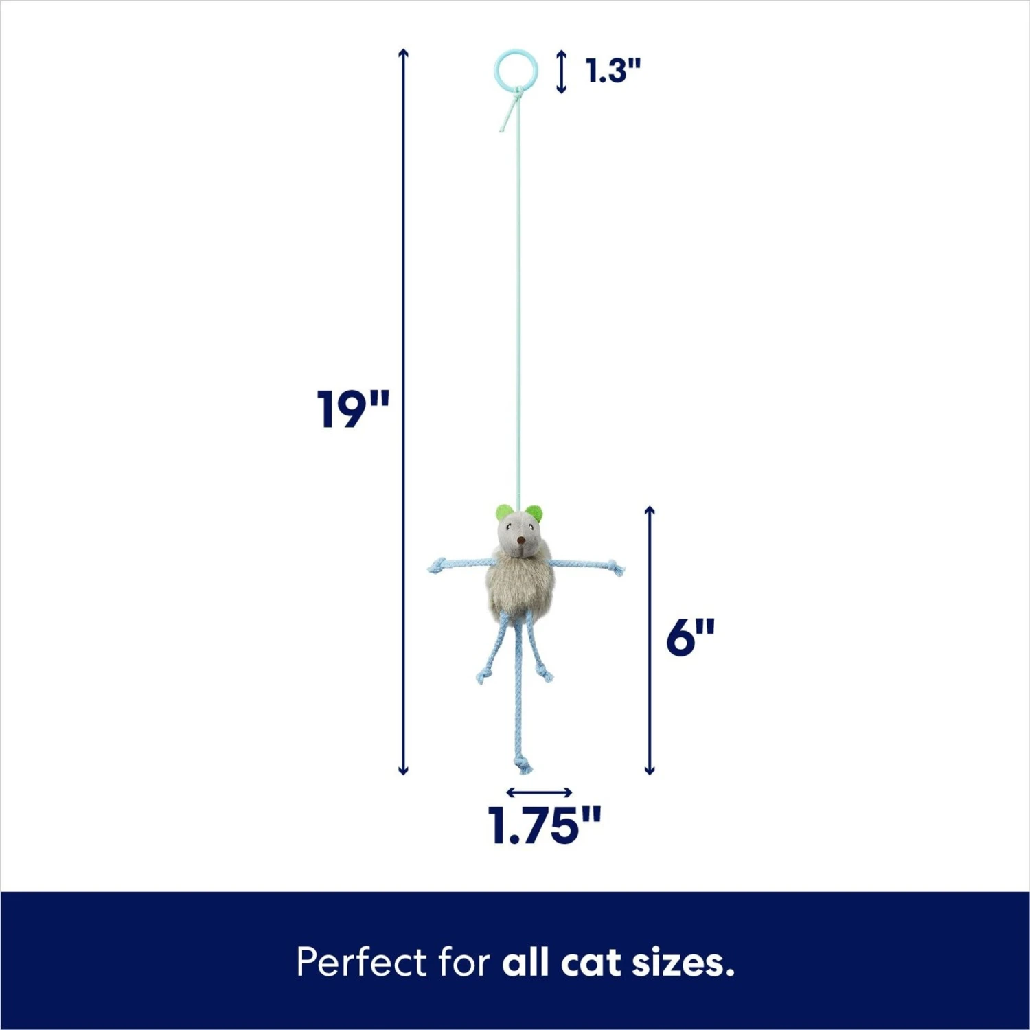 Frisco Bouncy Mouse Plush Teaser Cat Toy With Catnip 4 Frisco Bouncy Mouse Plush Teaser Cat Toy With Catnip - Image 2