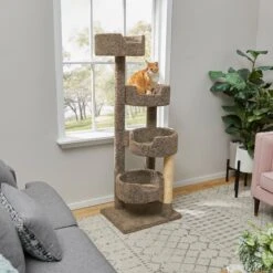 Frisco 10 Frisco 65-in Real Carpet Wooden Cat Tree