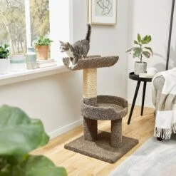 Frisco 30-in Real Carpet Wooden Cat Tree