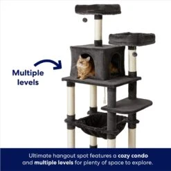 Frisco 64-in Cat Tree With Hammock, Condo, 2 Top Perches With Bed 9 Frisco 64-in Cat Tree With Hammock, Condo, 2 Top Perches With Bed -Frisco 214387 PT2. AC SS1800 V1667227605