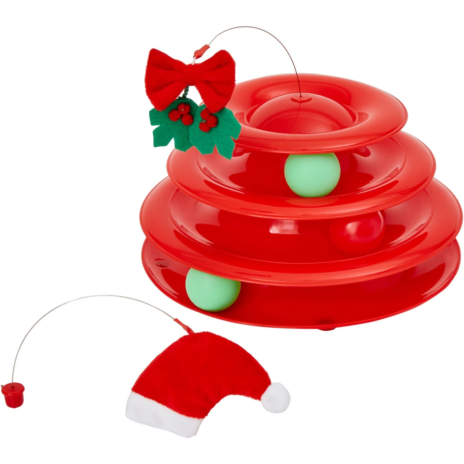 Frisco Holiday Santa Hat & Mistletoe Cat Tracks Cat Toy 3 Frisco Holiday Santa Hat & Mistletoe Cat Tracks Cat Toy