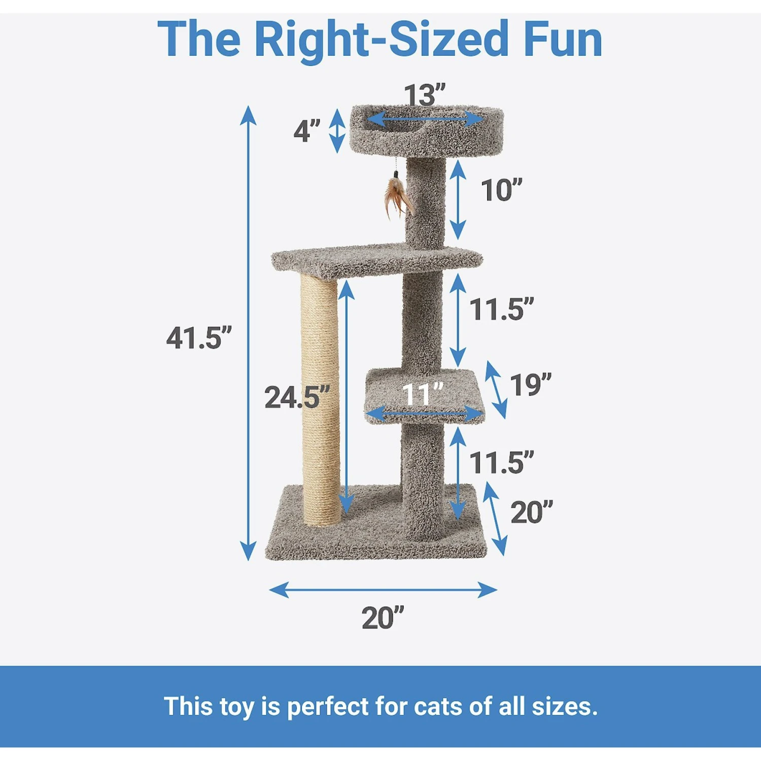 Frisco 41.5-in Real Carpet Wooden Cat Tree 4 Frisco 41.5-in Real Carpet Wooden Cat Tree - Image 2