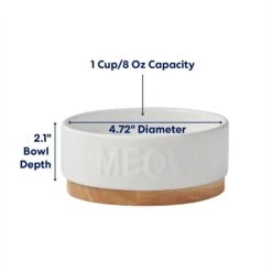 Frisco Round Meow Non-skid Ceramic Cat Bowl With Wood Base 9 Frisco Round Meow Non-skid Ceramic Cat Bowl With Wood Base -Frisco 256078 PT1. AC SS1800 V1685731990