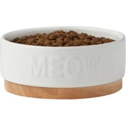 Frisco Round Meow Non-skid Ceramic Cat Bowl With Wood Base 11 Frisco Round Meow Non-skid Ceramic Cat Bowl With Wood Base -Frisco 256078 PT3. AC SS1800 V1615313181