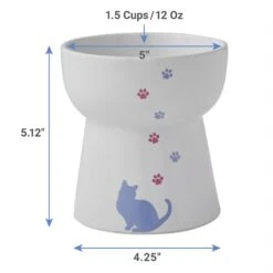 Frisco Cat Print Non-Skid Elevated Ceramic Cat Bowl, Tall -Frisco 256099 PT1. AC SS1800 V1623936501