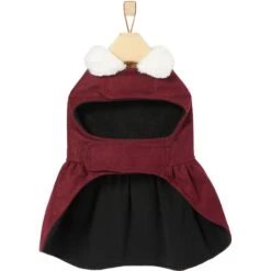 Frisco Mediumweight Pom Pom Bow Dog & Cat Peacoat Dress, Red -Frisco 268200 PT5. AC SS1800 V1628824051