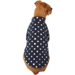 Frisco Lightweight Gold Dotted Dog & Cat Jacket, Navy