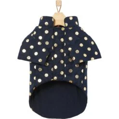 Frisco Lightweight Gold Dotted Dog & Cat Jacket, Navy -Frisco 268247 PT5. AC SS1800 V1628824894