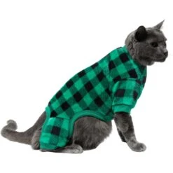 Frisco Dog & Cat Cozy Plush Fleece PJs, Green Plaid -Frisco 268517 PT3. AC SS1800 V1637718134