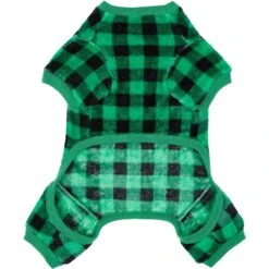 Frisco Dog & Cat Cozy Plush Fleece PJs, Green Plaid -Frisco 268517 PT4. AC SS1800 V1637682124