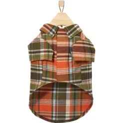 Frisco Orange & Olive Plaid Dog & Cat Flannel Shirt -Frisco 268612 PT4. AC SS1800 V1637646113