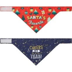 Frisco Santa's Favorite & Cheers To The New Year Dog & Cat Reversible Bandana -Frisco 276285 PT4. AC SS1800 V1637679465