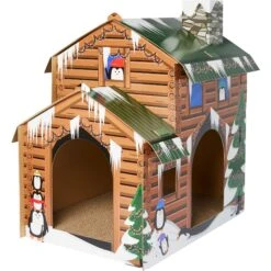Frisco 34 Frisco Holiday Log Cabin Cardboard Cat House