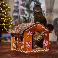 Frisco Holiday Gingerbread House Cardboard Cat House Cat Toy 12 Frisco Holiday Gingerbread House Cardboard Cat House Cat Toy -Frisco 287289 PT4. AC SS1800 V1694813217