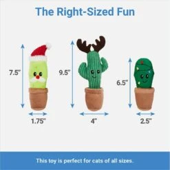 Frisco Holiday Cactus Plush Cat Toy With Catnip, 3 Count -Frisco 287329 PT1. AC SS1800 V1637787997