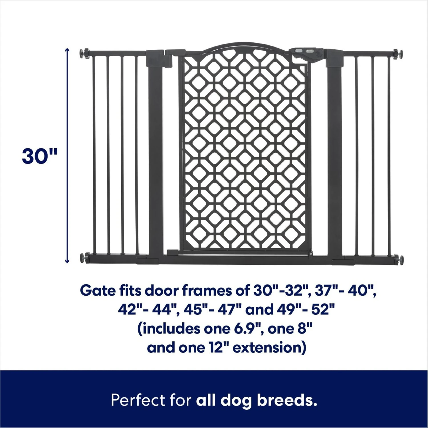 Frisco Metal Geometric Pattern Extra Wide Auto-close Dog Gate 4 Frisco Metal Geometric Pattern Extra Wide Auto-close Dog Gate - Image 2