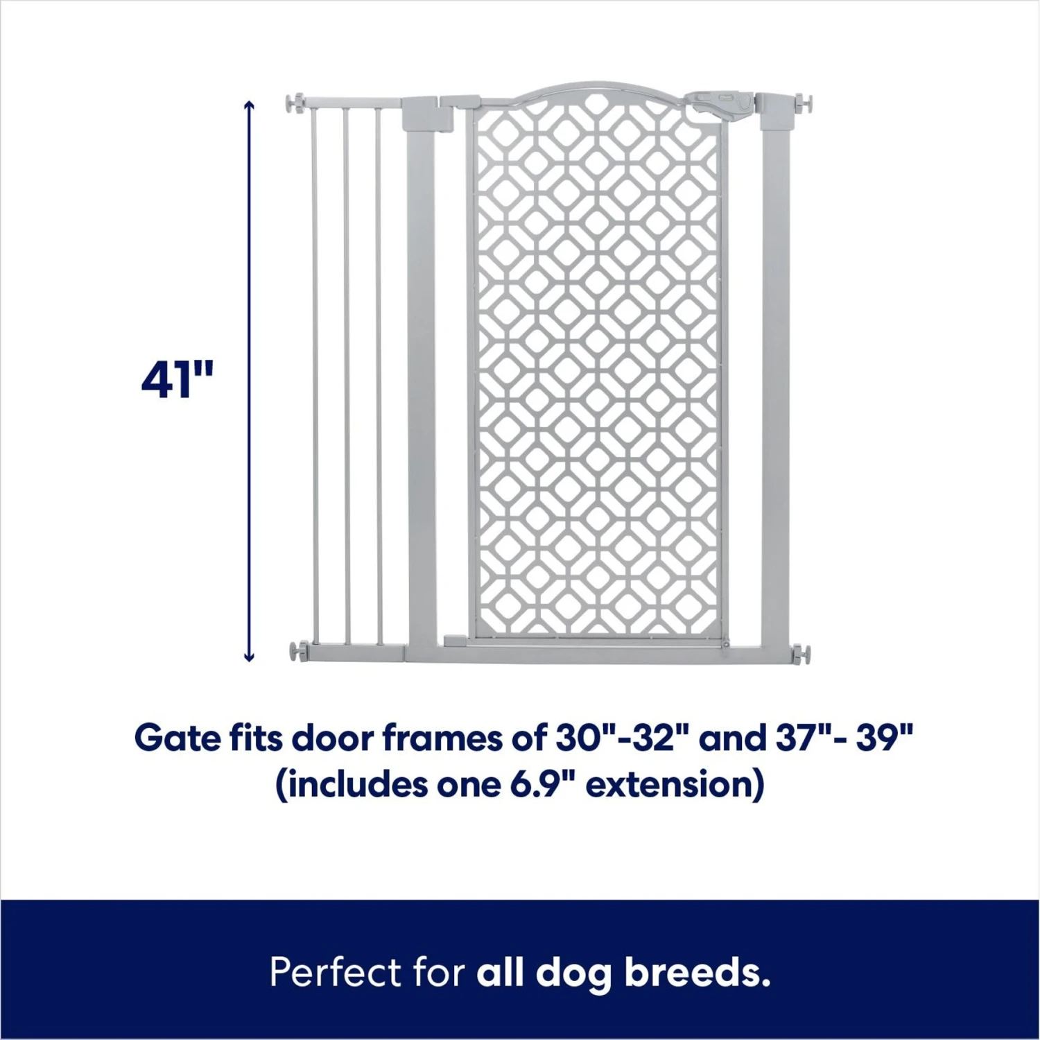 Frisco Metal Geometric Pattern Extra Tall Auto-close Dog Gate 4 Frisco Metal Geometric Pattern Extra Tall Auto-close Dog Gate - Image 2