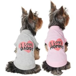 Frisco I Love Daddy Dog & Cat T-Shirt, Gray & Frisco I Love Mommy Dog & Cat T-Shirt