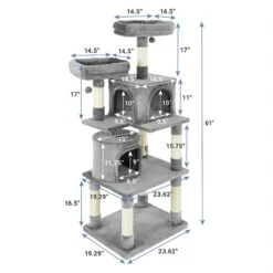 Frisco 61-in Faux Fur Cat Tree & Condo & Frisco 38-in Cat Tree With Condo, Top Perch & Toy -Frisco 318964 PT2. AC SS1800 V1630367789