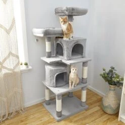 Frisco 61-in Faux Fur Cat Tree & Condo & Frisco 38-in Cat Tree With Condo, Top Perch & Toy -Frisco 318964 PT4. AC SS1800 V1630365995
