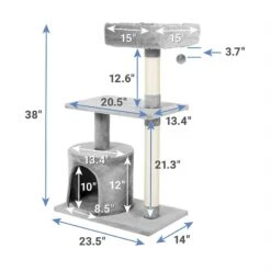 Frisco 61-in Faux Fur Cat Tree & Condo & Frisco 38-in Cat Tree With Condo, Top Perch & Toy -Frisco 318964 PT6. AC SS1800 V1630359370