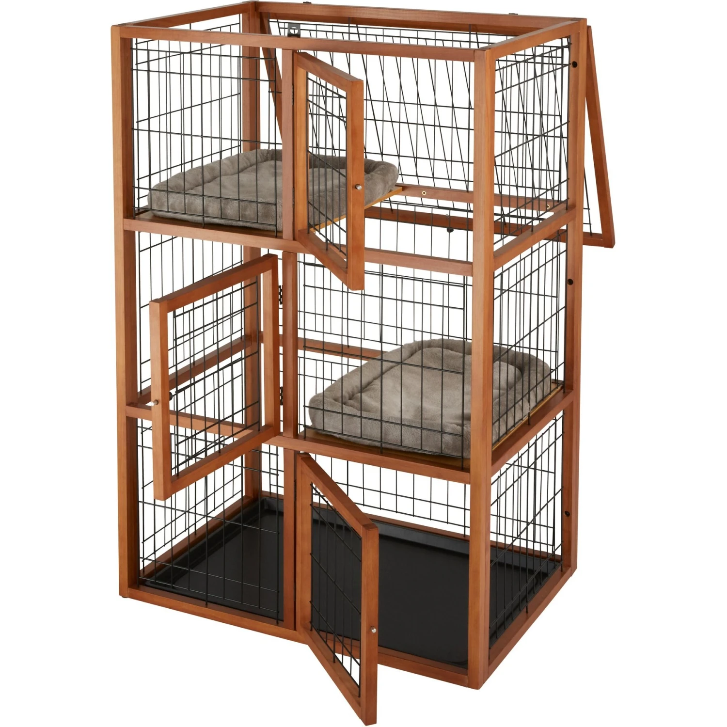 Frisco Collapsible Wood & Wire Cat Cage Playpen, 3 Level 5 Frisco Collapsible Wood & Wire Cat Cage Playpen, 3 Level - Image 3