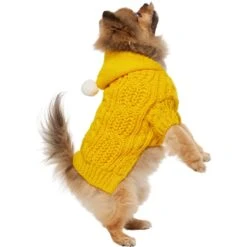 Frisco Sherpa Lined Chunky Cable Knit Dog & Cat Hooded Sweater -Frisco 718374 PT2. AC SS1800 V1703184631