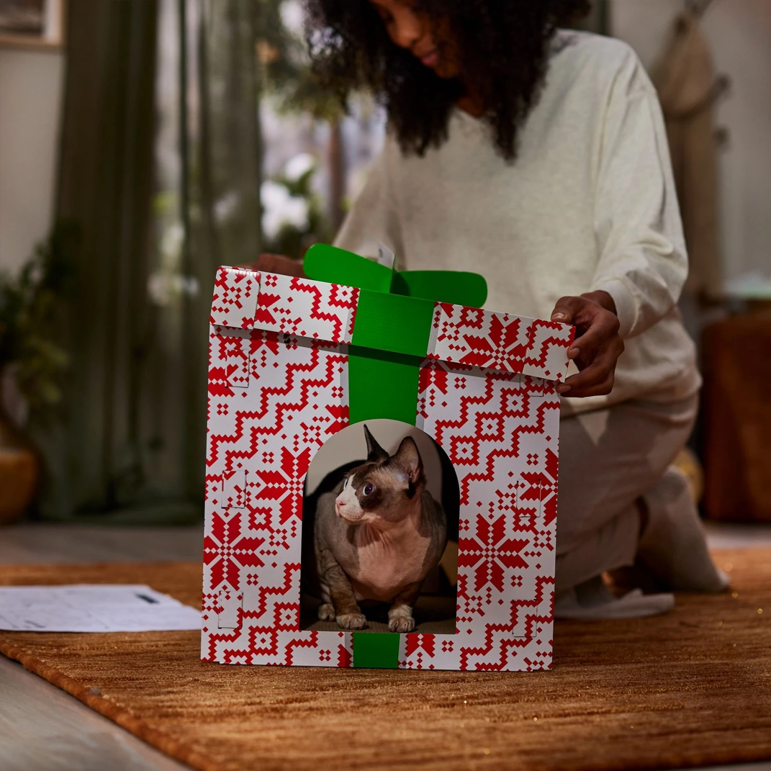 Frisco Holiday Gift Box Cardboard Cat House & Frisco Holiday Santa's Workshop Cardboard Cat House 7 Frisco Holiday Gift Box Cardboard Cat House & Frisco Holiday Santa's Workshop Cardboard Cat House - Image 5