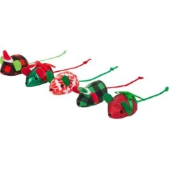 Frisco Holiday Santa Hat & Mistletoe Cat Tracks Cat Toy & Frisco Holiday Mice Cat Toy With Catnip, 5 Count -Frisco 986278 PT5. AC SS1800 V1698258405